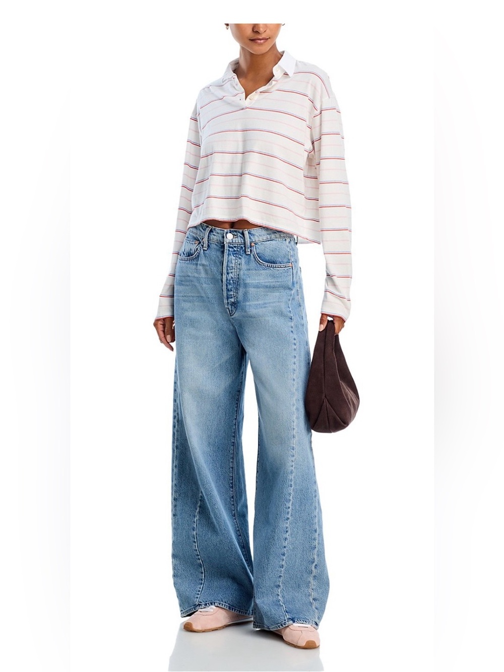 MOTHER Light-Blue High-Rise Wide Leg Jeans